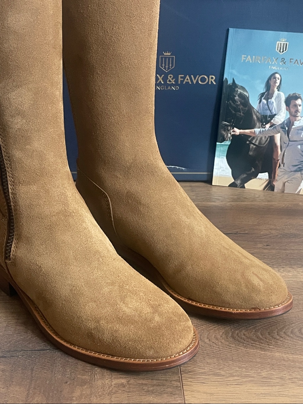 New Fairfax And Favor Tan Suede Regina Tall Riding Boots Size 37 — image 8 of 8